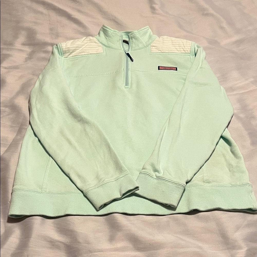 Vineyard Vines Light Mint Green Quarter-Zip Sweater Sweatshirt Top Size Large
